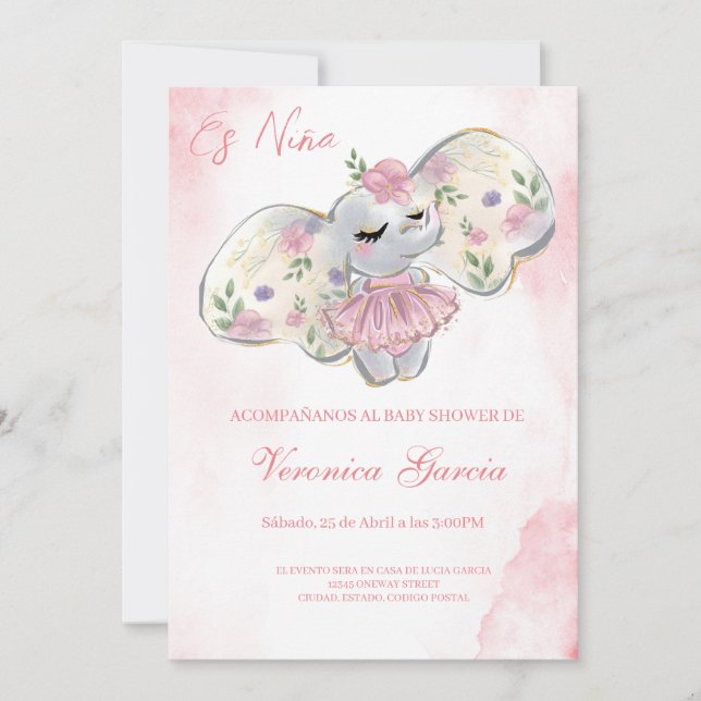 Bupig babydusch para niña inbjudningar (Framsida)