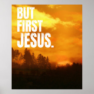 BUR FÖRSTA JESUS NATUR MORGANSOL UPPGÅNG POSTER