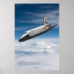Buran Rymdfärja som stiger ned genom molnen Poster