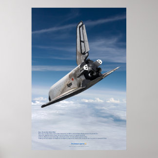 Buran Rymdfärja som stiger ned genom molnen Poster