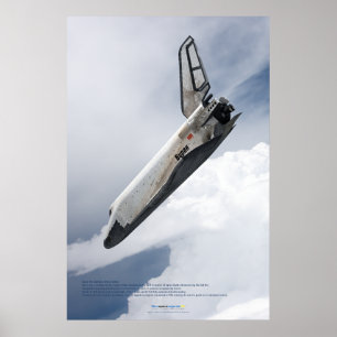 Buran Rymdfärja som stiger ned genom molnen Poster