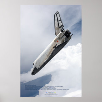 Buran Rymdfärja som stiger ned genom molnen Poster