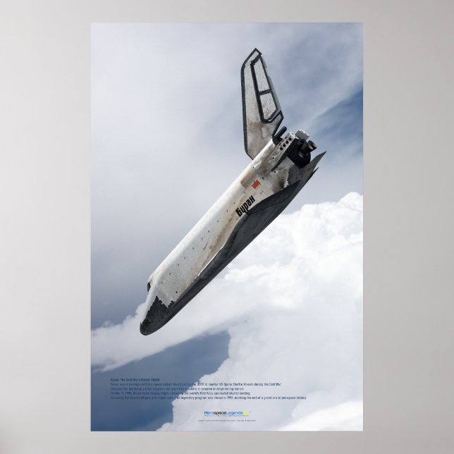 Buran Rymdfärja som stiger ned genom molnen Poster (Framsidan)