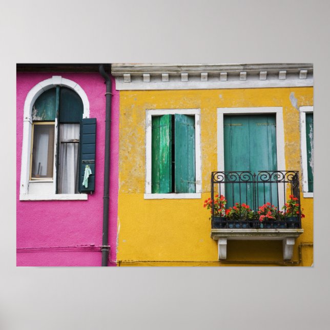 Burano, Burano, Italien. Färgstark 5 Poster (Framsidan)