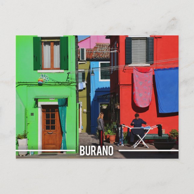 Burano Colorful Houses Vykort (Framsida)