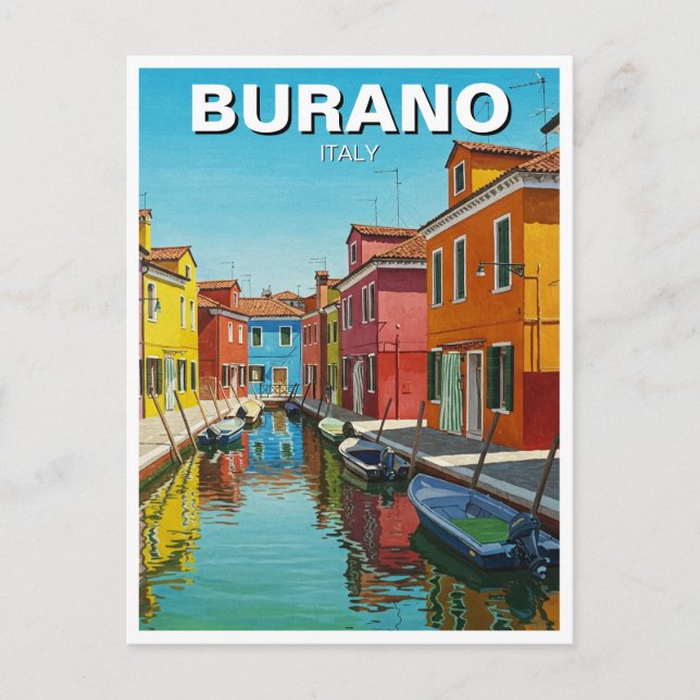 Burano Italien Postcard Vykort (Framsida)