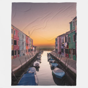 Burano Italien vid Sol Set Fleece Blanket