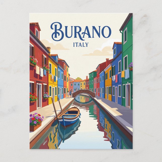 Burano ön Italien Vykort (Framsida)