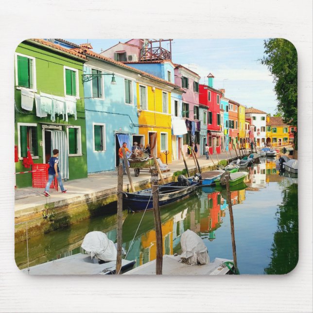 Burano-ön nära Venedig, Rainbow Houses i Italien Musmatta (Framsidan)