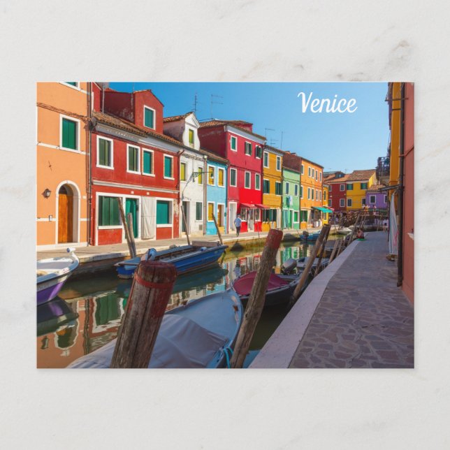 Burano Street Scene Venedig Italien Vykort (Framsida)