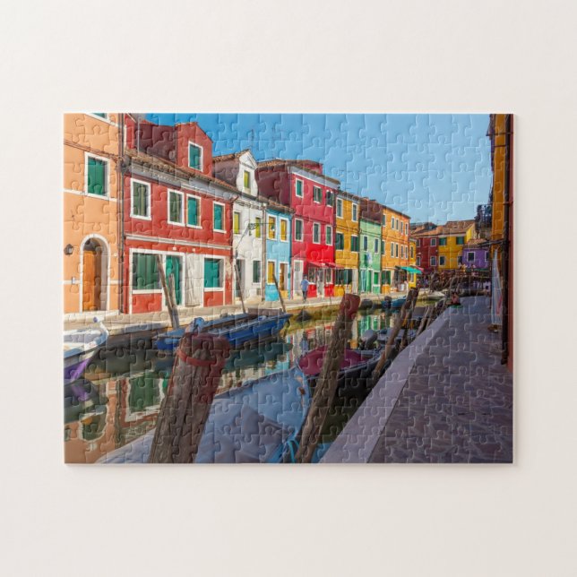 Burano Street Scene Venice Italy Pussel (Horisontell)