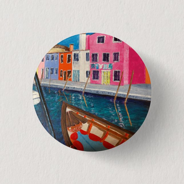 Burano Venedig Italien 3 Cm Round Badge Knapp (Framsida)