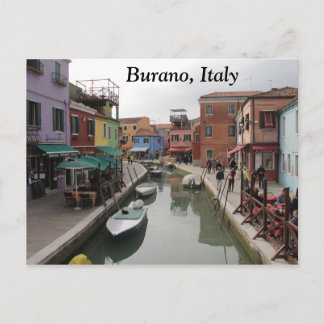 Buranoöarna Italien Canal och Colorful Byggnad Vykort