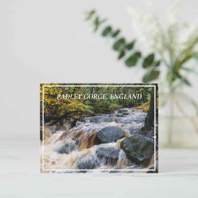 Burbage Brook in Fullt Spate, Padley Gorge, UK Vykort (Stående Fram)