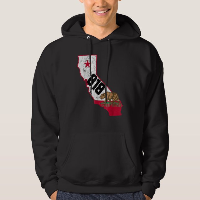 Burbank Area Code 818 Mobil Number California Souv Hoodie (Framsida)