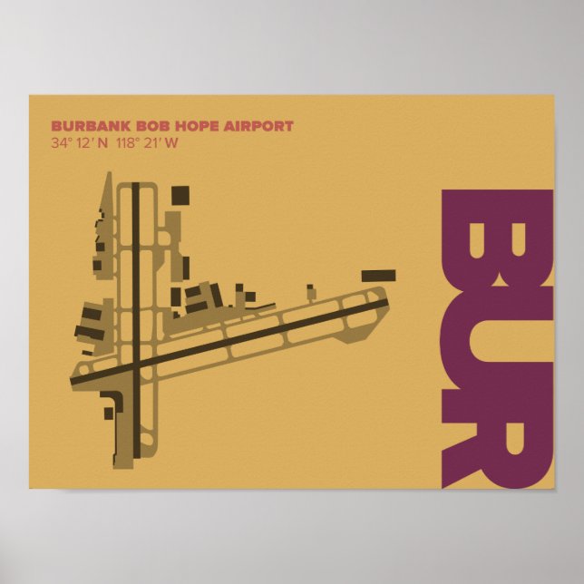 Burbank Bob Hope Airport (BUR) Diagram Poster (Framsidan)