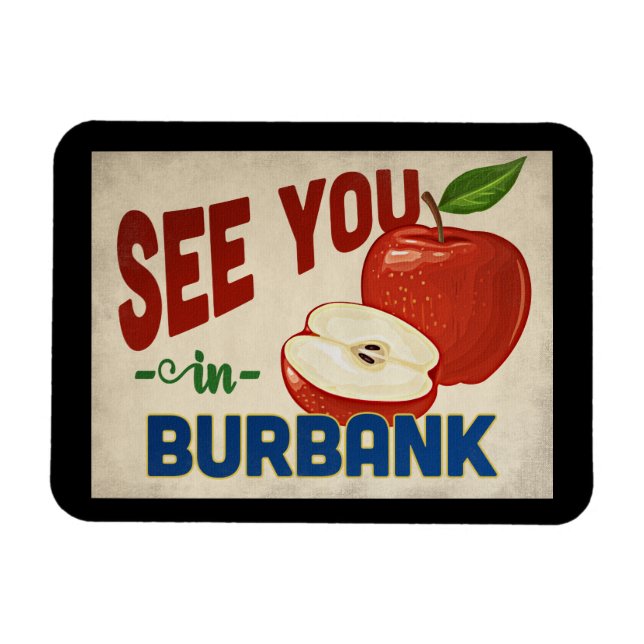 Burbank California Apple - Vintage resor Magnet (Horisontell)