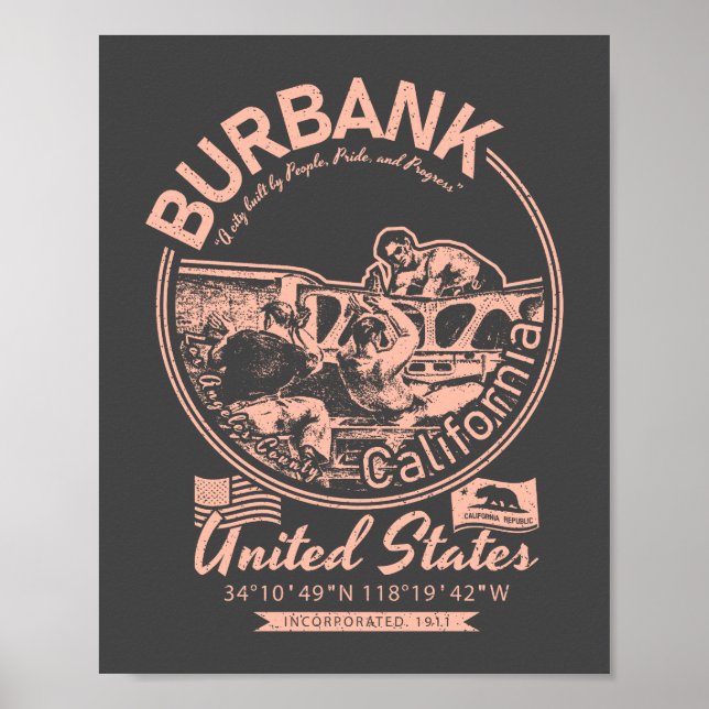BURBANK CITY CALIFORNIA - FOLK I BURBANK POSTER (Framsidan)