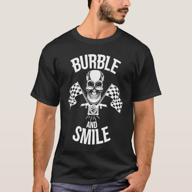Burble and Smile Motorbike Chopper T Shirt (Framsida)