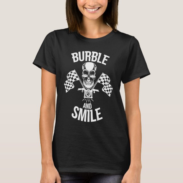 Burble and Smile Motorbike Chopper T Shirt (Framsida)