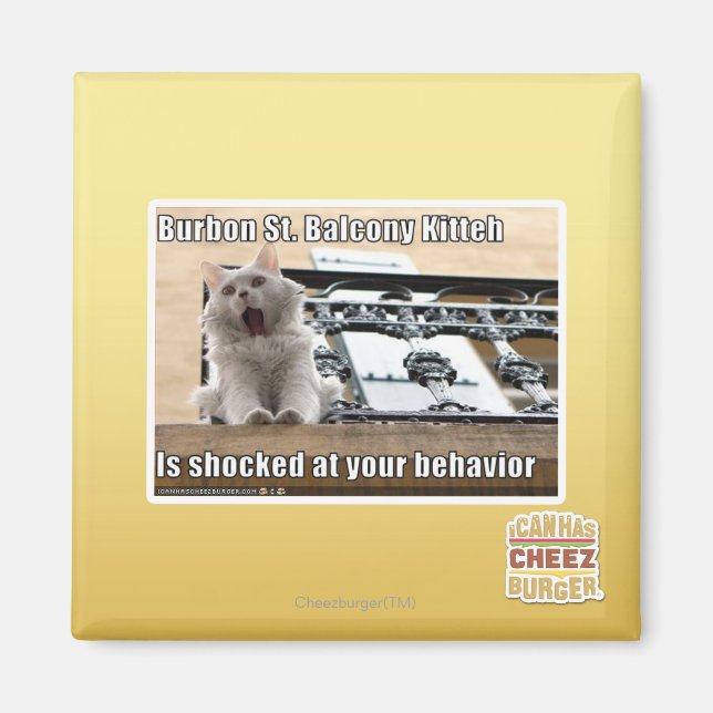 Burbon St. Balcony Kitteh Magnet (Framsidan)