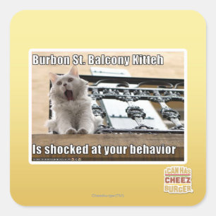 Burbon St.-balkong Kitteh Fyrkantigt Klistermärke