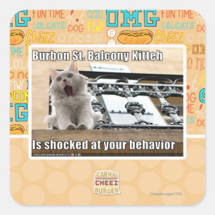 Burbon St.-balkong Kitteh Fyrkantigt Klistermärke