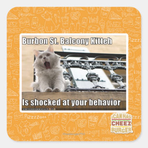 Burbon St.-balkong Kitteh Fyrkantigt Klistermärke