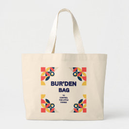 BUR'DEN BAG, NAVY GEOMETRIC CANVAS TOTE BAG JUMBO TYGKASSE