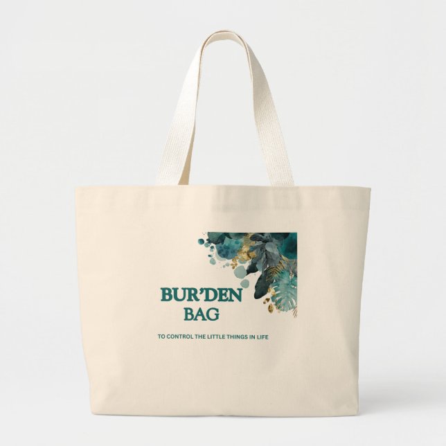 BUR'DEN BAG TEAL FLORAL CANVAS NEUTRAL TOTE BAG JUMBO TYGKASSE (Framsidan)