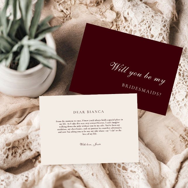 Burdund & Ivory  Bridesmaid Proposal Card Inbjudningar (Skapare uppladdad)