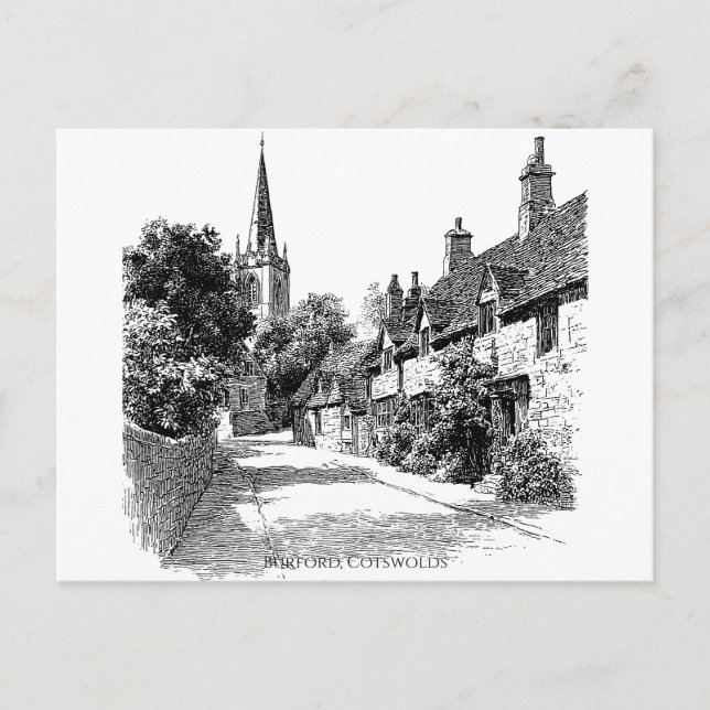 Burford Village Cotswments Vykort (Framsida)