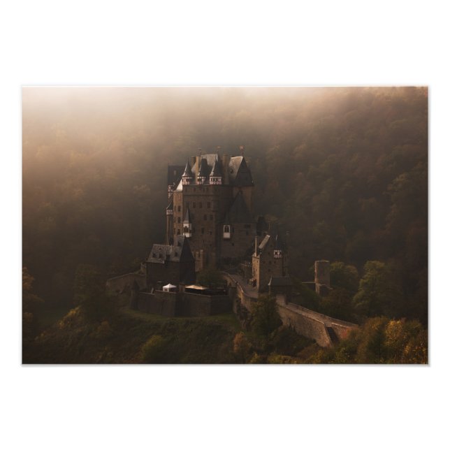 Burg Eltz-slott i dimma Fototryck (Framsidan)