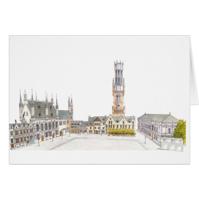 Burg Square. Brygge Belgien. Hälsningskort (Framsidan Horizontal)