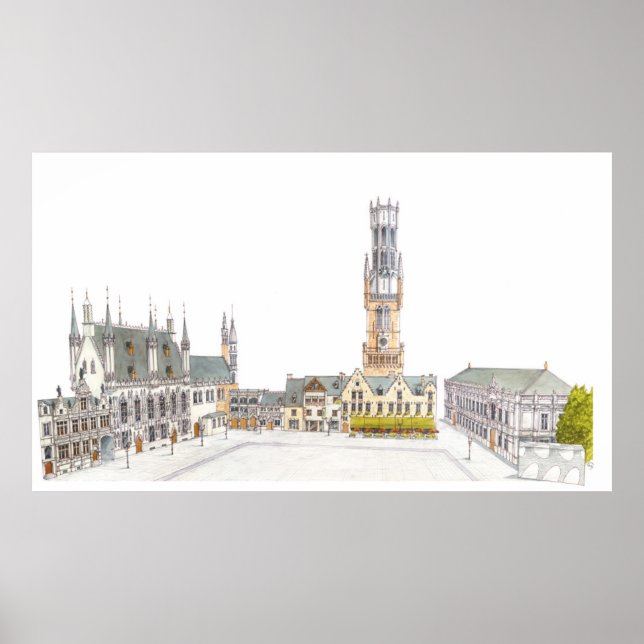Burg Square. Brygge Belgien. Poster (Framsidan)