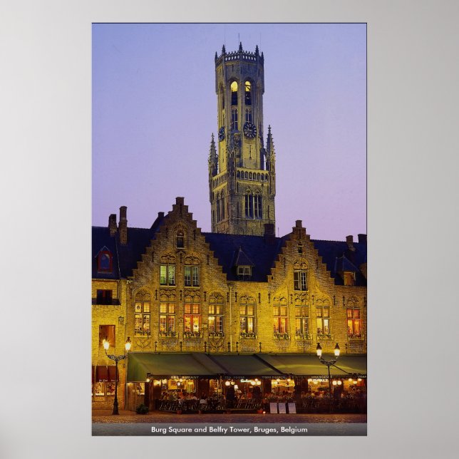 Burg Square och Belfry Torn, Brygge, Belgien Poster (Framsidan)