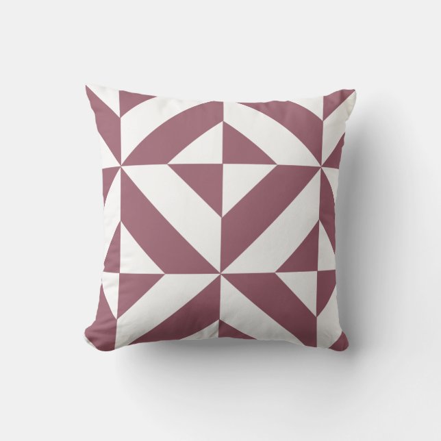 Burgandy Plum Geometric Deco Cube Mönster Kudde (Framsida)