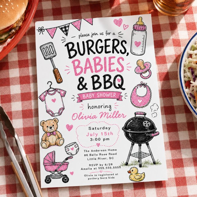 Burgare Bebisar BBQ Baby Shower Inbjudan (Skapare uppladdad)