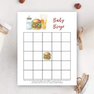 Burgare och bryggning Baby shower bingo spel