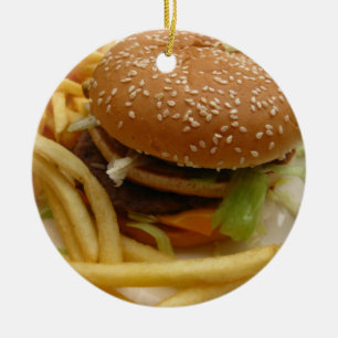 Burgare och friare julgransprydnad keramik