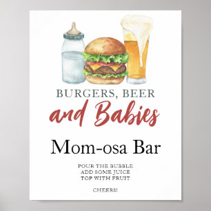 Burgare och öldusch Momosa pub Poster