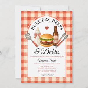 Burgare, Öl & Babys Baby Shower Grillfest i trädgå Inbjudningar
