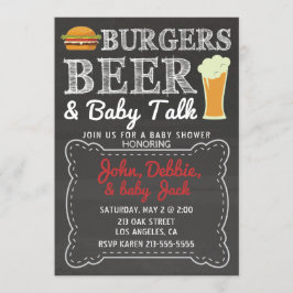 Burgare, öl och Baby Talk Baby Shower-inbjudan Inbjudningar