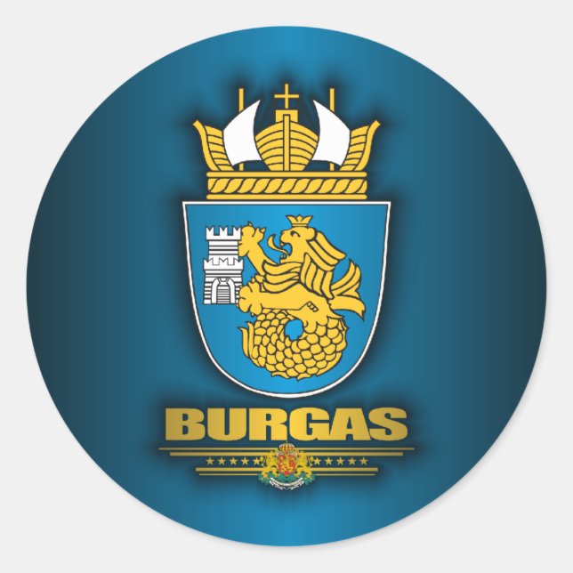Burgas COA Runt Klistermärke (Framsida)