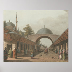 Burgas ottoman Turk Market i Bulgarien Poster