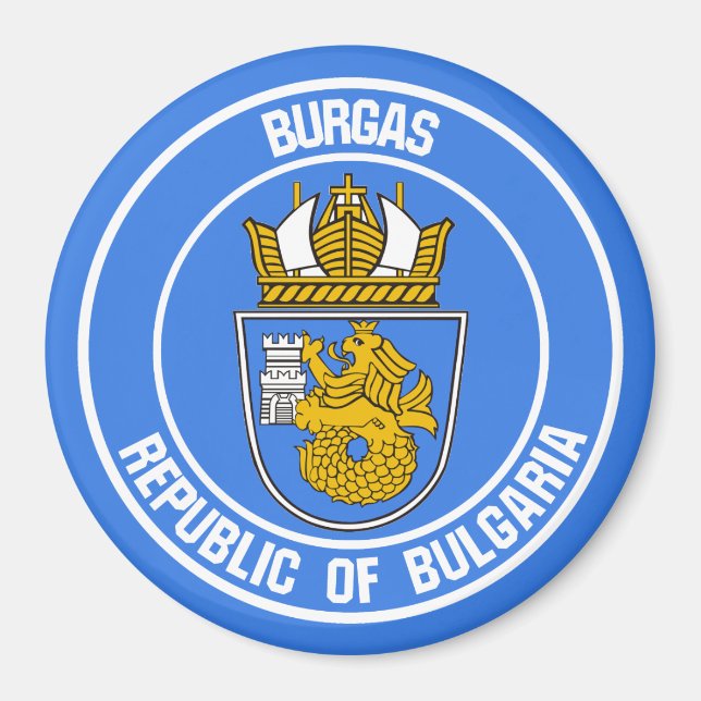Burgas Round Emblem Magnet (Framsidan)