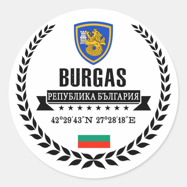 Burgas Runt Klistermärke (Framsida)