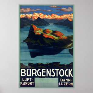 Bürgenstock Lake Lucerne Schweiz Vintage Poster