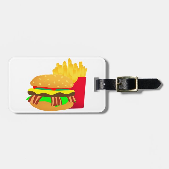 Burger and Fries Bagagebricka (Horisontell Framsida)