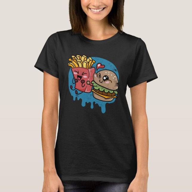 Burger And Fries Bestfriends Perfect Combo Grilled T Shirt (Framsida)